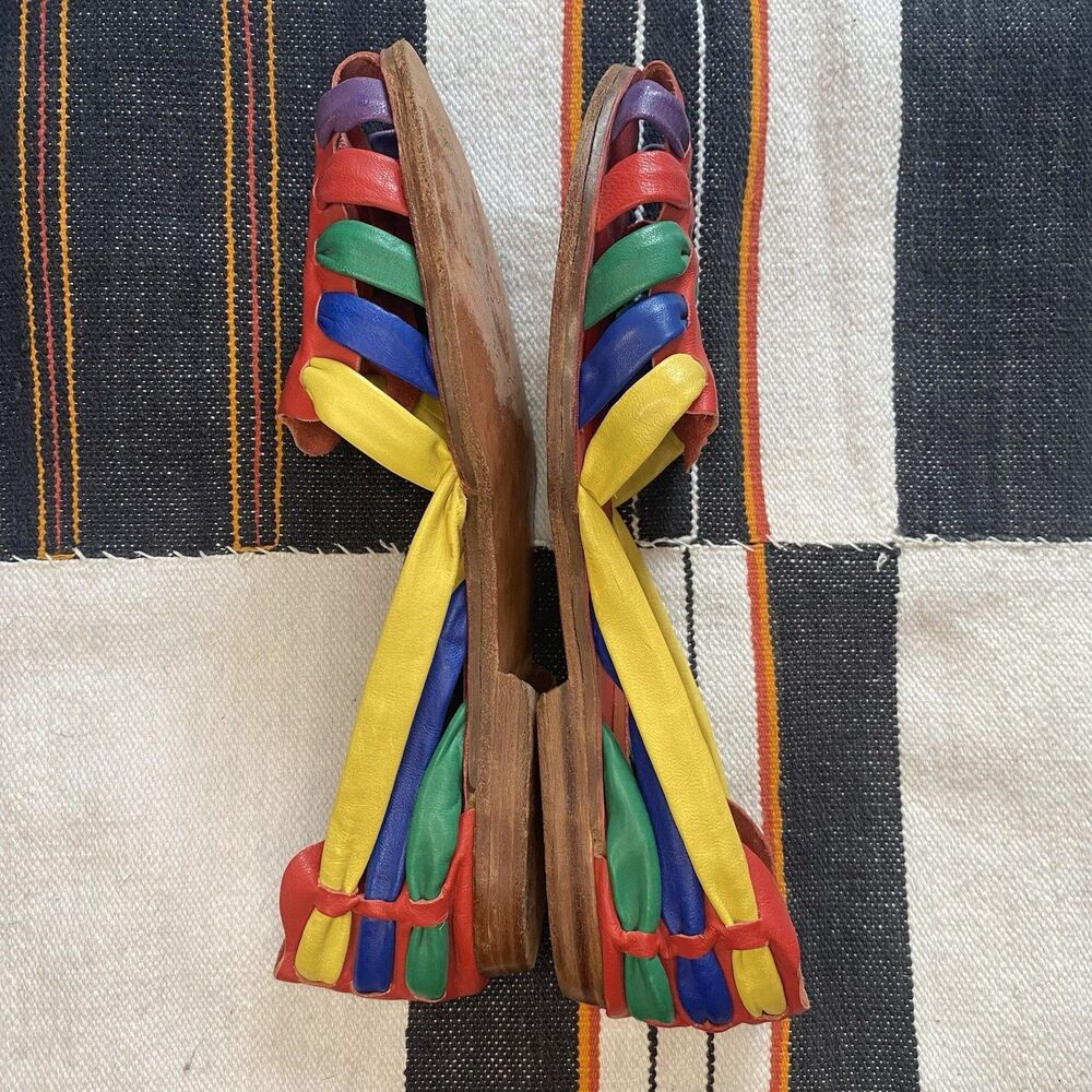 Vintage Hokus Pokus Leather Slip On Sandals. Rare. Size 8 M. Made In Brazil. - Picture 2 of 8